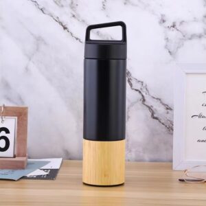 Hot Selling Eco Friendly Bamboo Sport Water Bottle With Handle Double Wall Stainless Steel Bamboo Travel Bottle