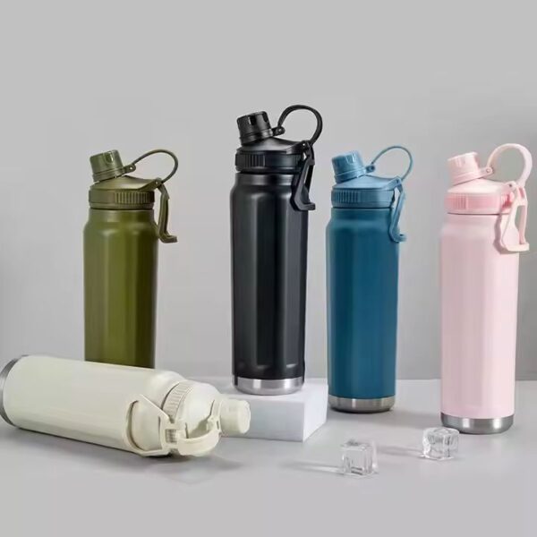 Portable Leakproof Stainless Steel Water Thermos Flask Double Wall Vacuum Insulated Water Thermos Flask Standard Mouth Bottle with Sport Cap - Image 2