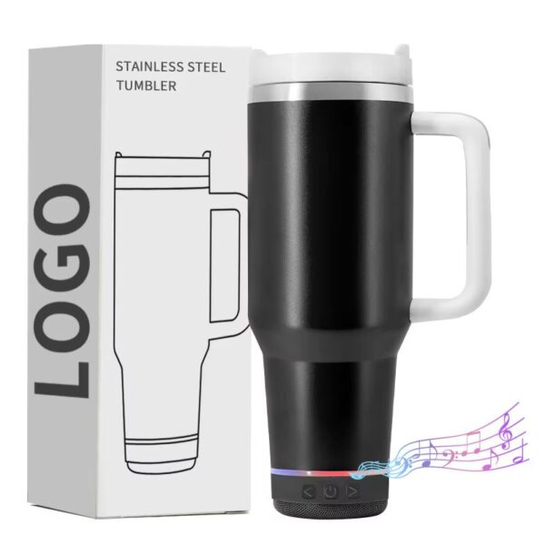 40 oz Insulated Stainless Steel Tumbler with Bluetooth Speaker Minimalist Design for Coffee & Camping - Image 2